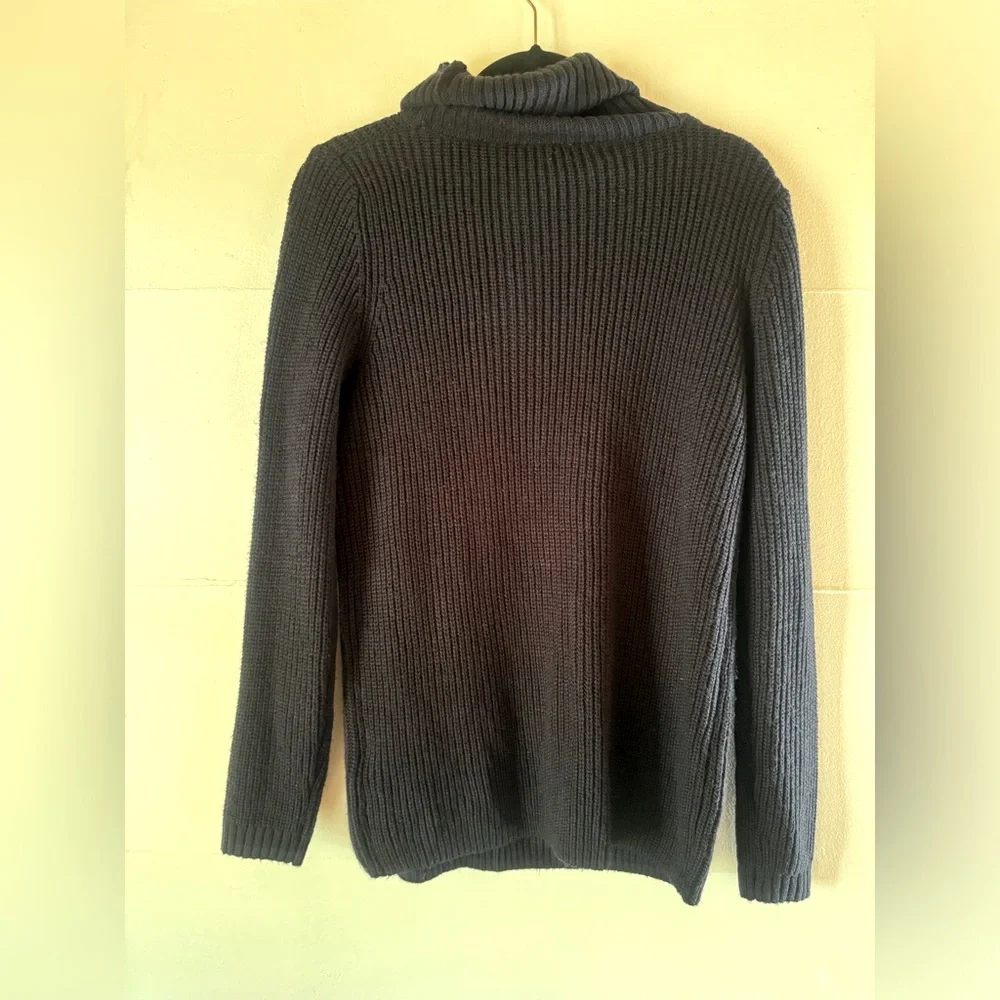 Joe Fresh Navy women’s M turtleneck acrylic sweater office travel packable party - Picture 2 of 5